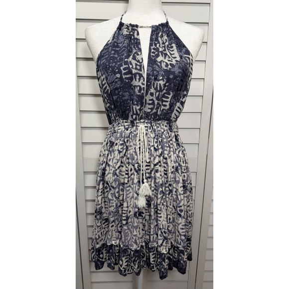 Free People Beach Day Boho Backless Halter Mini Dress Women's Size Large Ivory - Picture 3 of 11